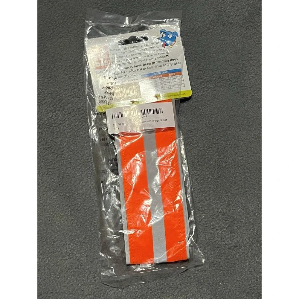 New Orange Spot The Dog Reflective & Protective Dog Collar Size Medium 15-45 Lbs